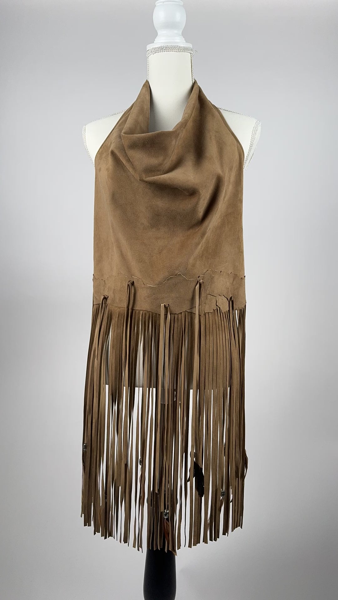 Leather Cowl Neck Halter Top